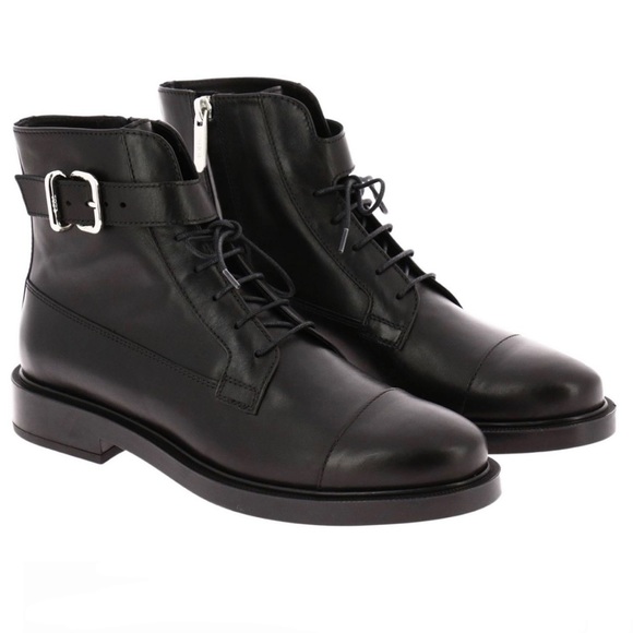 Tod's Shoes - Tods Buckle Strap Combat Boots (Black)